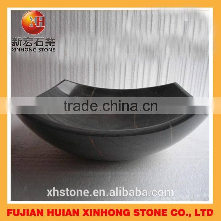 polished stone basin, stone hand washing sink with irregular shape