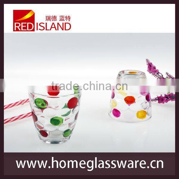 decorative glass cup for milk with hand drawing