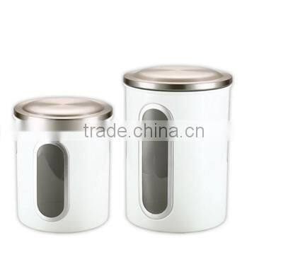 Multi-purpose White Stainless Steel Kitchen Storage Jar Set