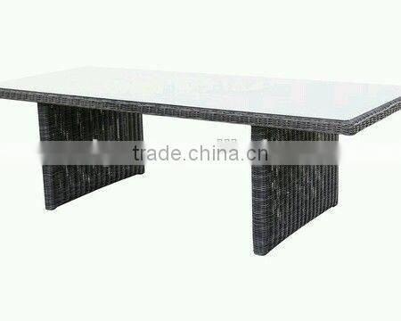 2017 Trade Assurance Hot Sale Single Table Outdoor rectangle pe rattan garden Long Dining Table