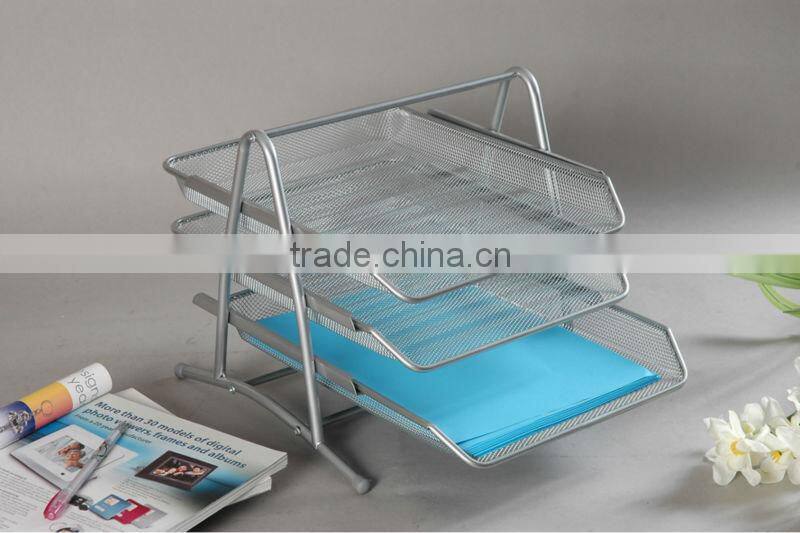 New Stlye Iron Metal Mesh Office Document Tray /Metal Stationery/Stacking Rack 3-Tier Document Tray
