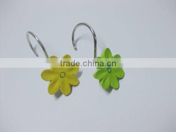 Colorful flower shape polyresin decorative wall hooks for bathroom