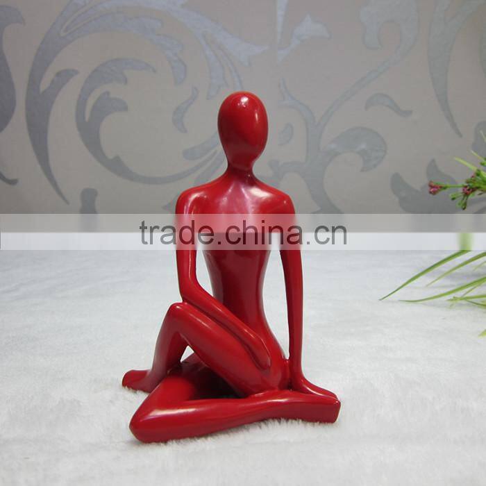 Black Resin Abstract Modern Yoga Lady Sculpture