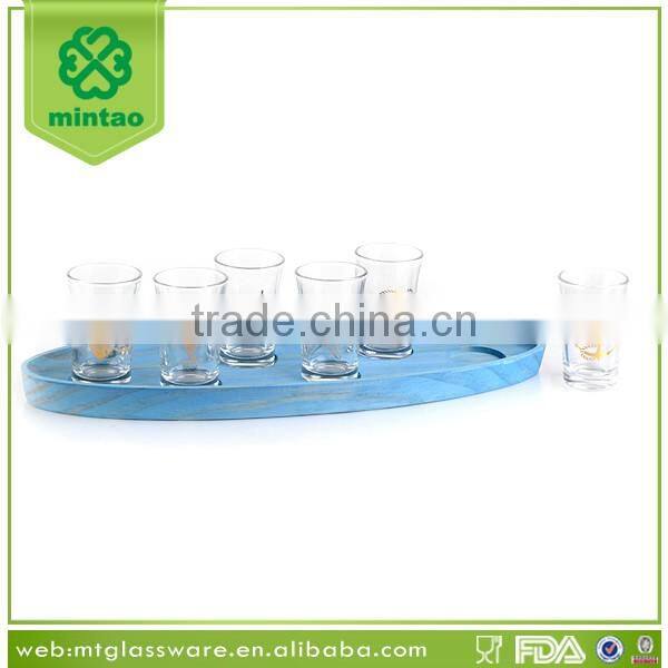 glass drinking type high quality gold decal print fancy shot glass