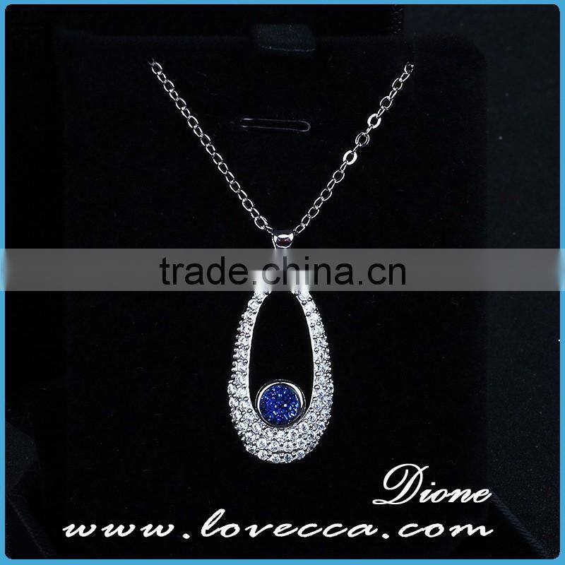 Blue druzy agate jewellery Various design simple agate druzy pendants