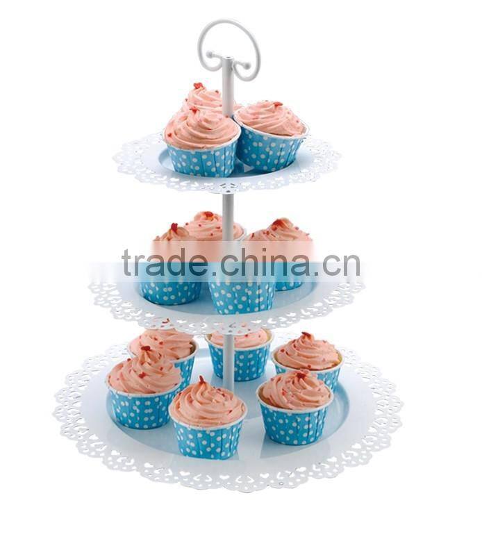 powder coated metal 3-tier Round Shape Cupcake Stand-cake tools