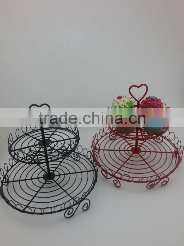 powder coated 2-tier Round Shape Wire Cupcake Stand /cupcake holders