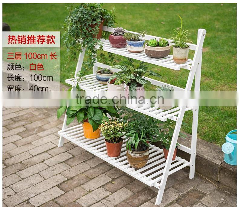 New design high quality solid wood flower shelf