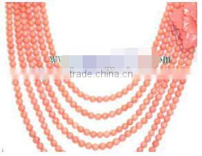 5mm carving flowers original coral beads necklace