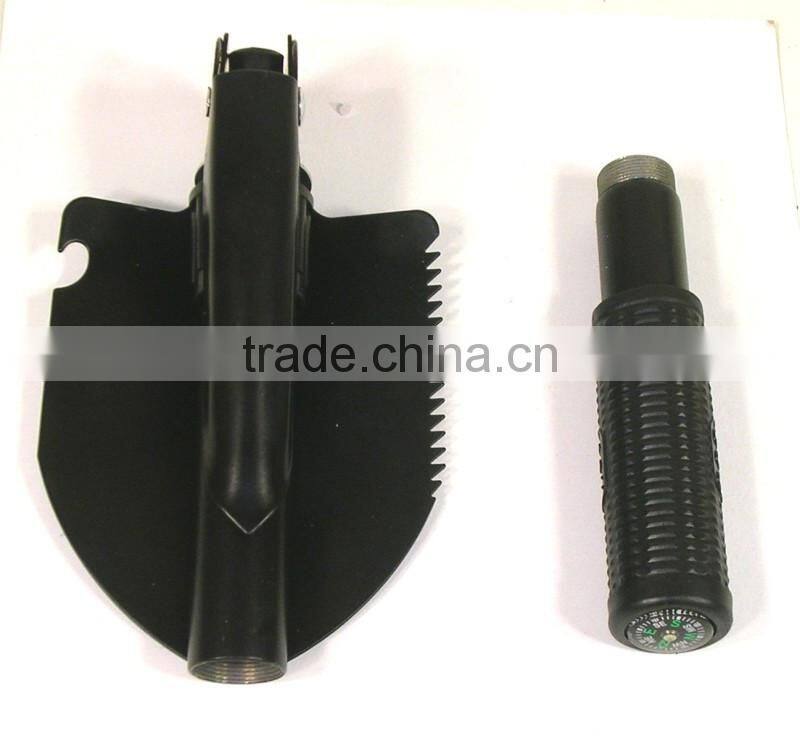 outdoor survival garden folding spade with compass
