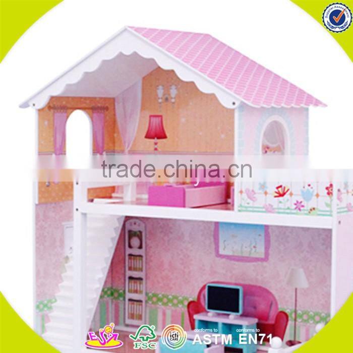 2017 Best luxurious 4 floors children wooden dollhouse kits with garage W06A238