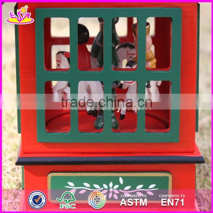 New design red house shape Christmas wooden music box W07B023B