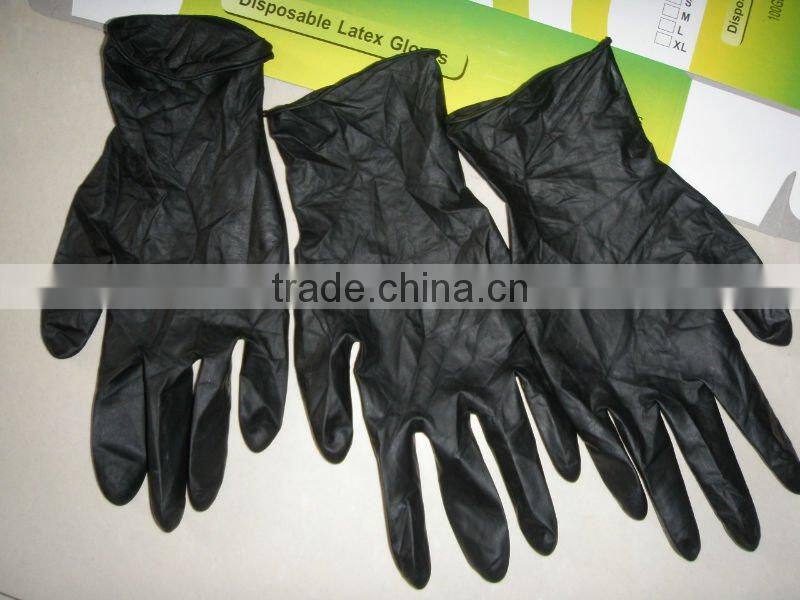 Tattoo Gloves--Powder Free/Black/Natural Latex/100pcs per box