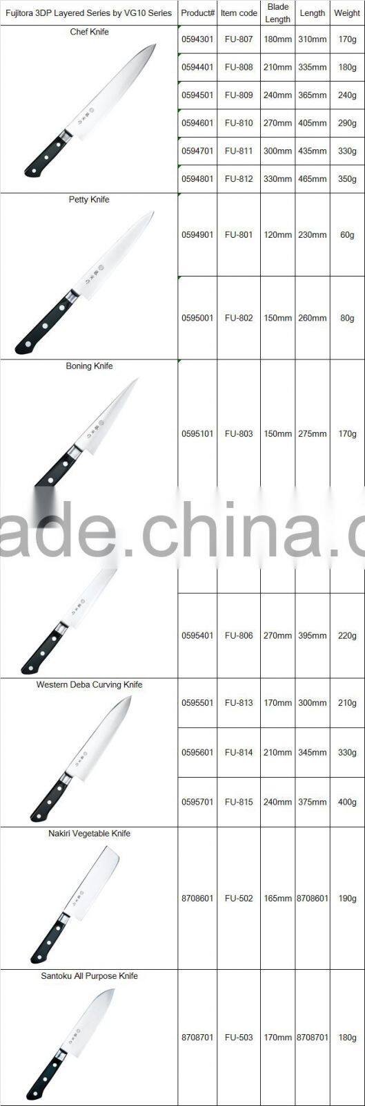 Fujitora 3 DP Layered Series by VG10 Stainless Steel Japanese Knife