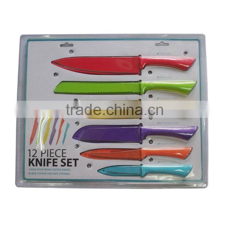 6pcs colorful kitchen knife set with blade covers