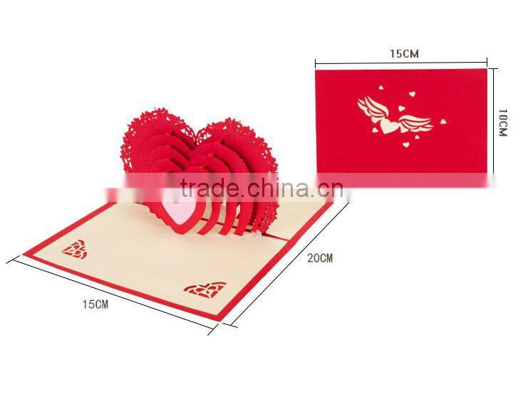 High Quality Paper Material Happy Wedding Day Card, Greeting Card,Valentine Day Card 3D Paper Handmade Folding Greeting Cards