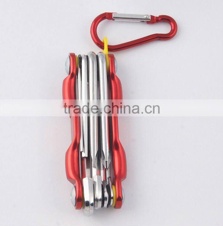 2014 new Stock pocket mini multi aluminium oxide promotion bike keychain tools 606-8