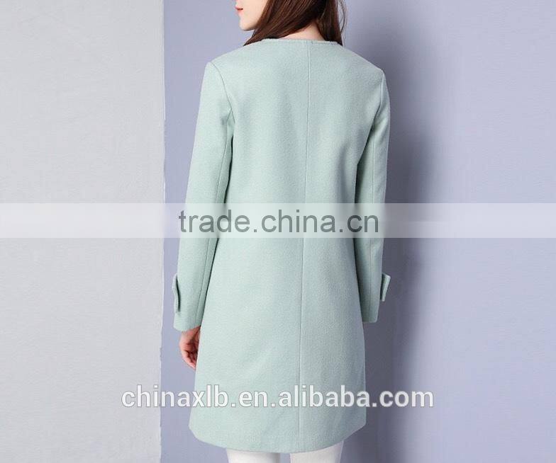 Fashion Swallow Gird Pattern Women Wool Coat With Hooded