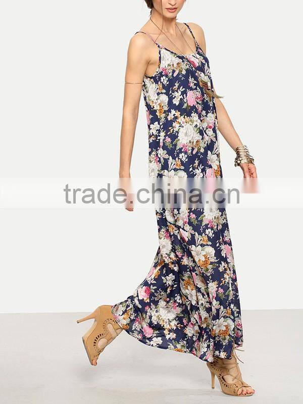 Woman/girls Fashion Floral Print Flowy Maxi Beach Long Dress