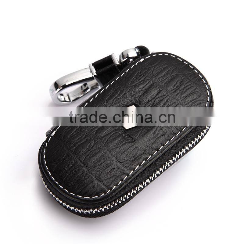 Many Color Top Grain Cowhide Genuine Leather Fashion Men Car Key Case Chains Holder