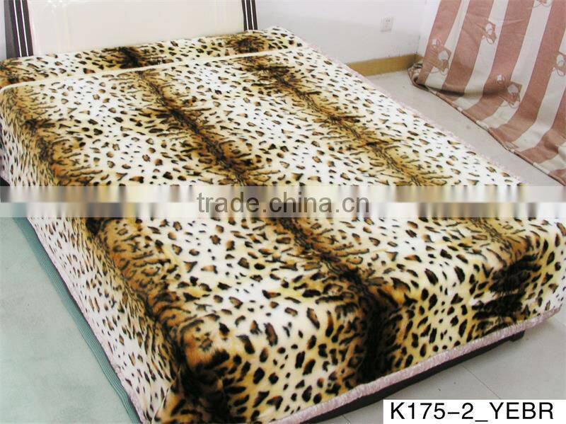kingsize polyester super soft leopard design embroidery mink blanket