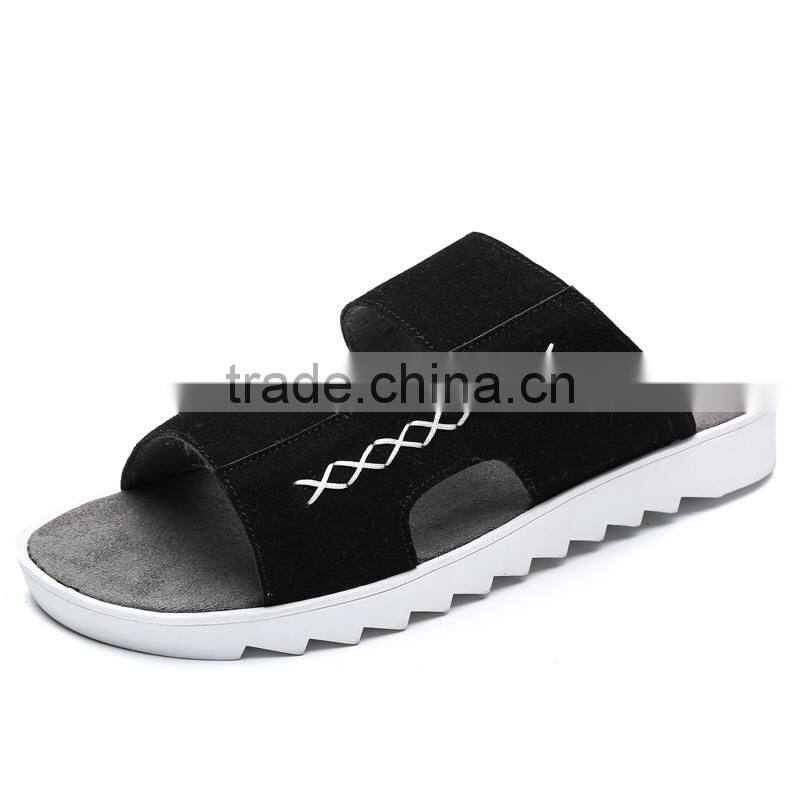 fashion summer adults leather slippers shoes for male, men casual slippers good quality from jinjiang factory