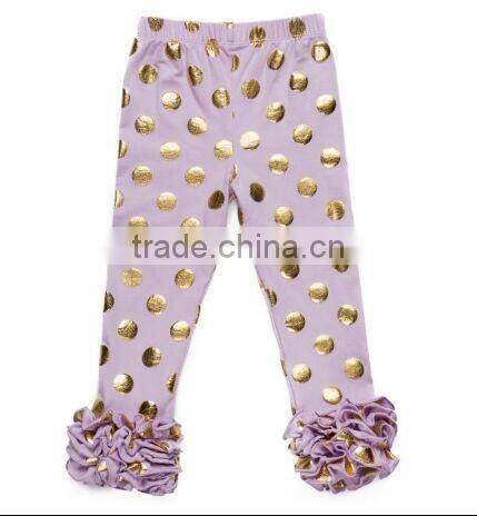china product and alibaba low price wholesale 2016 new design gold polk dots leggings with ruffle