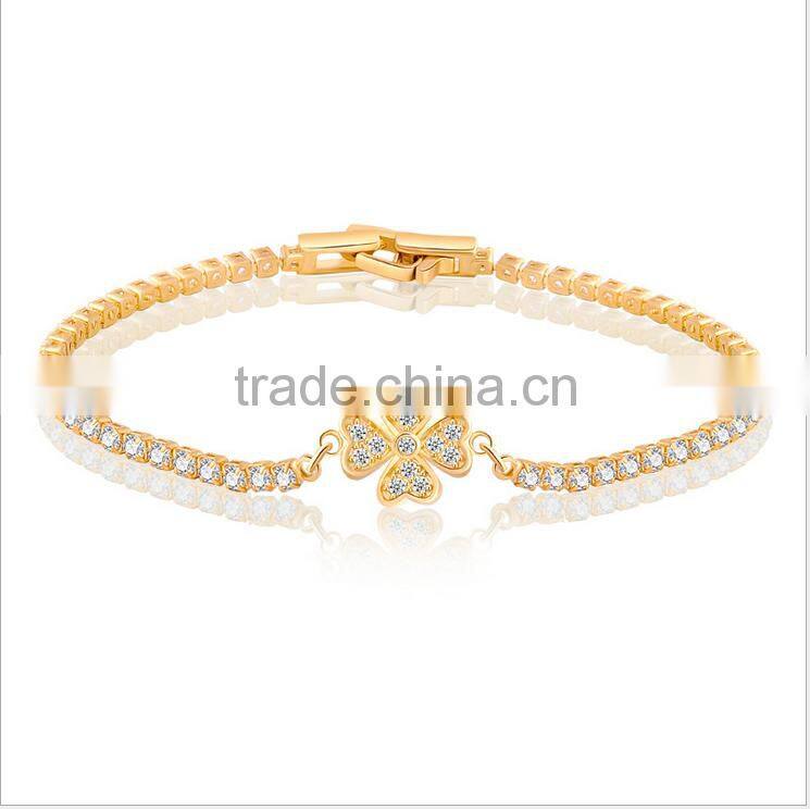 Eco-friendly copper 18K gold plating crystal bracelet for young lady