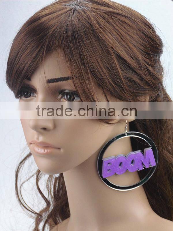 Hip Hop acrylic map earring custom acrylic map earrings 2015 Punk earring jewelry