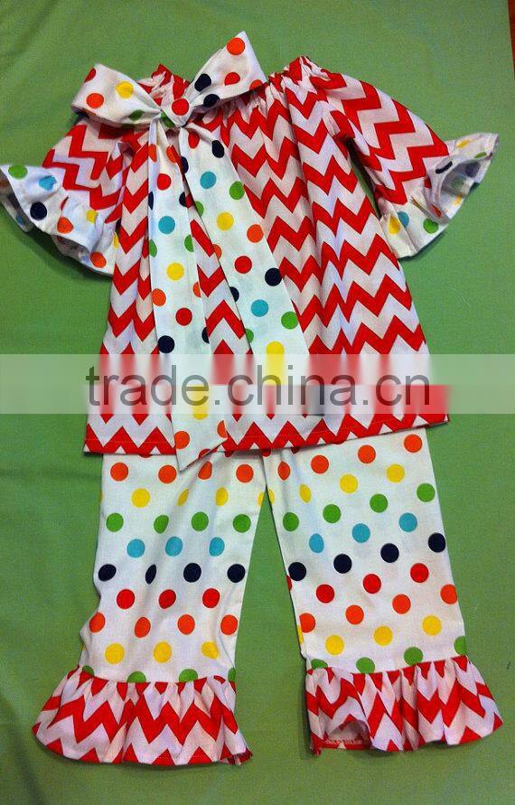 Christmas Clothing Sets Baby Girls Candy Top Pants Sets Kids Chevron Christmas Boutique Outfits