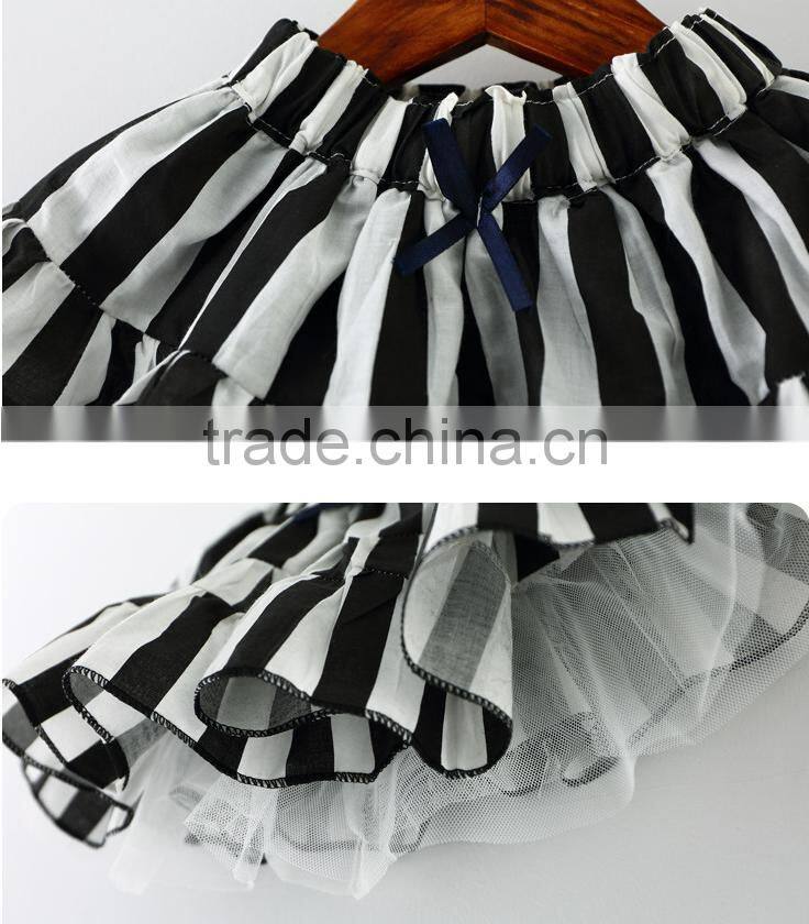 Black And White Stripes New Design Tutu Skirt Double Layers Daily Skirts