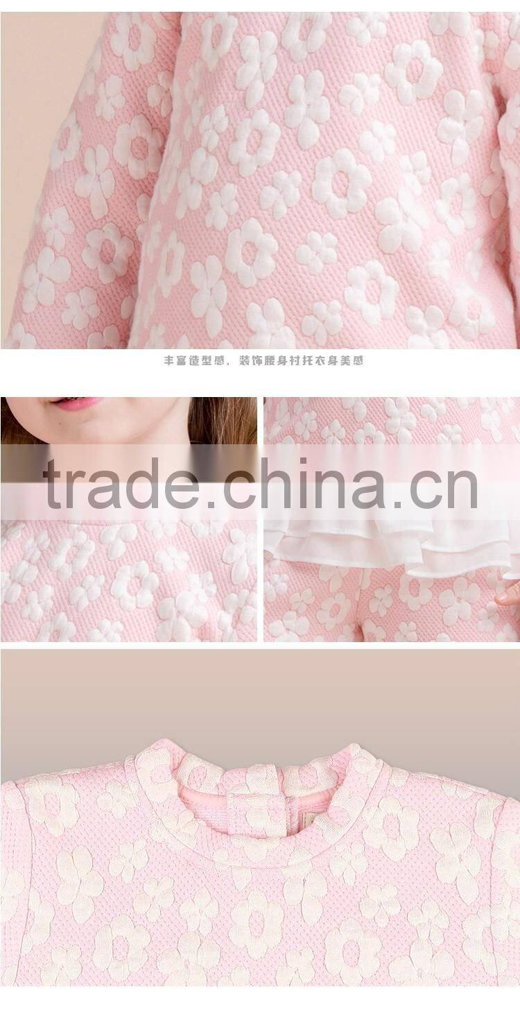 2017 Spring Girls 2pcs Set Of t Shirt And Short Pants With Legging Children Clothing Jacquard t Shirt With Pleated Hem