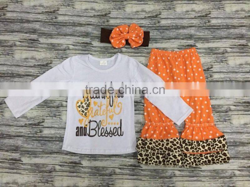 Wholesale fall long sleeve baby girls thanksgiving day outfits