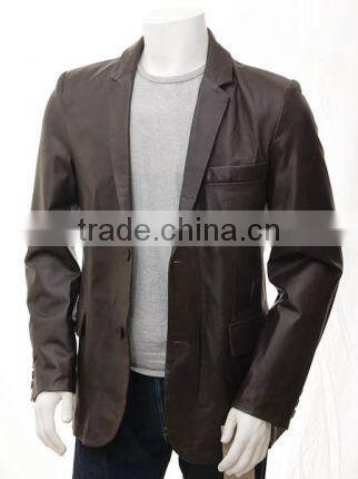 Good Quality Black Men's Leather Coat