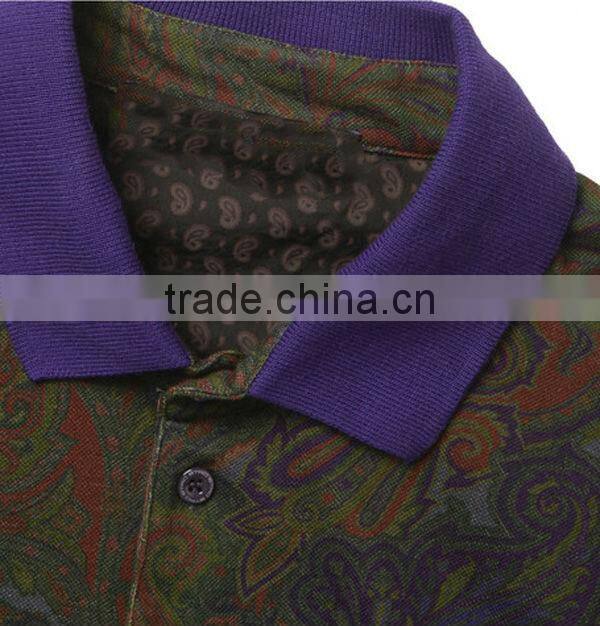 Paisley-print cotton-blend customize mens shirt polo
