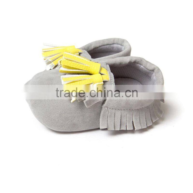 PU baby moccasins with tassels, tassel baby moccasin