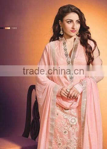 Balck color with zari rich embroidery work all over heavy Designer Semi Stitch Salwar Kameez