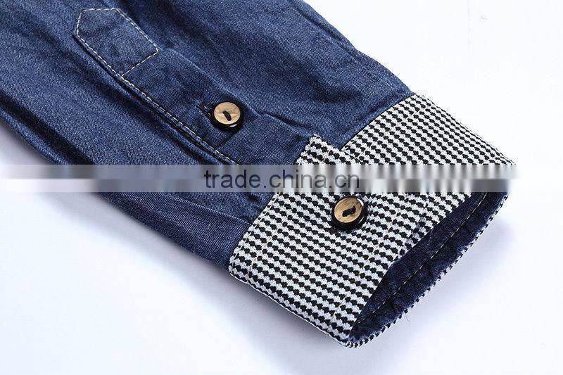 Discount Cotton Men Jeans Shirt Men Casual Shirt Slim Fit Long-Sleeves Denim Clothing