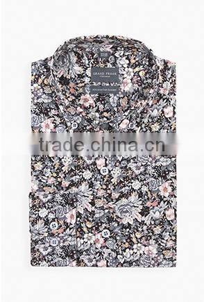 Hot design for man grey floral shirts mens dress shirts