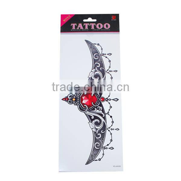 Paper Removable Waterproof Temporary Sternum Tattoo Sticker Body Art Red Filigree Pattern Temporary Tattoo Sticker