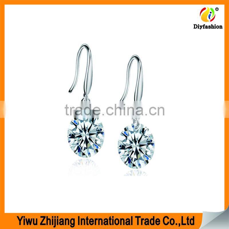 Hot Sell 8mm White Gold Plated Cubic Zricon Stone Earring For Women