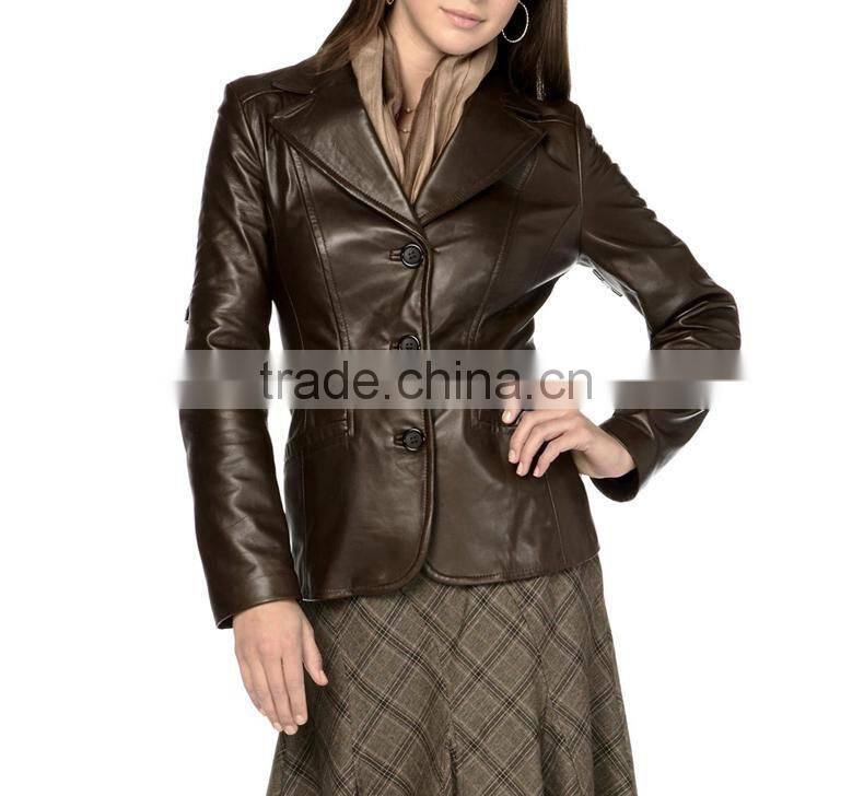 Short body Ladies leather jacket