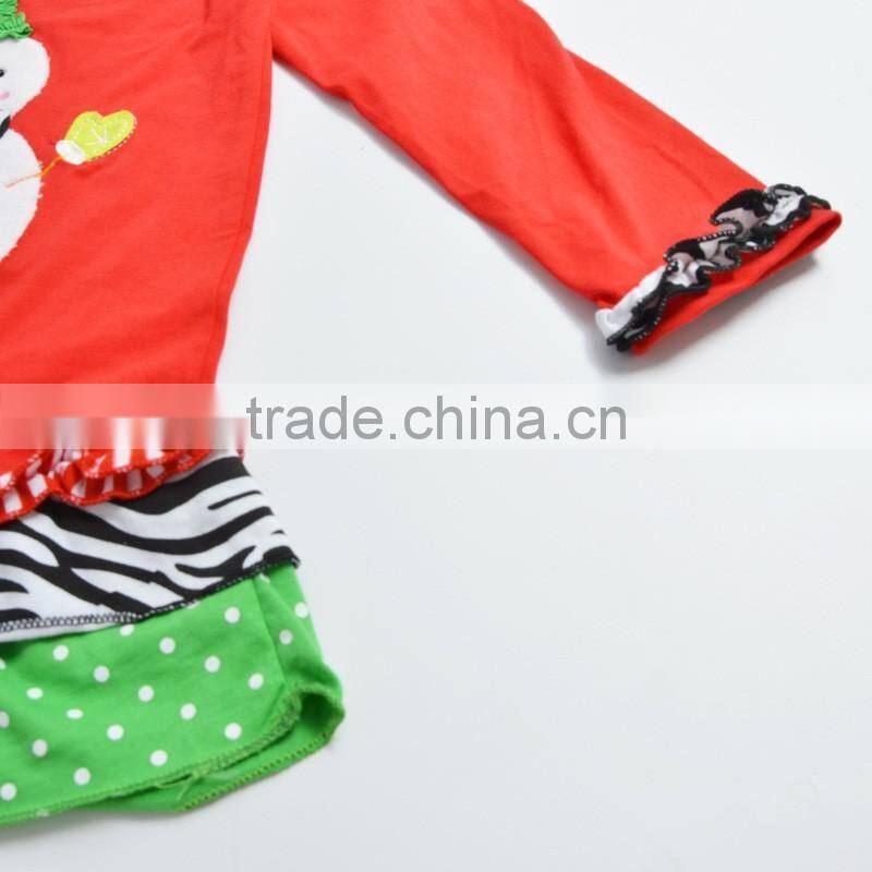 Children christmas clothes red santa claus top with red ruffle pants girl christmas costumes kids outfits