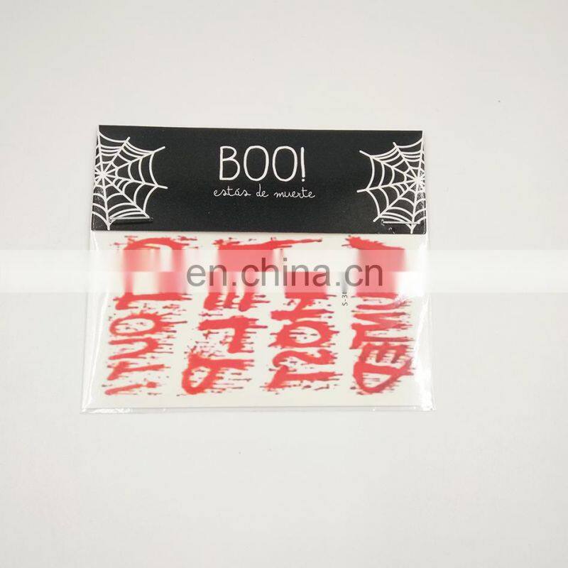 2017 Halloween decorations skull face sticker wholesale ECO-friendly Waterproof temporary tattoos sticker for sale MFJ-0079