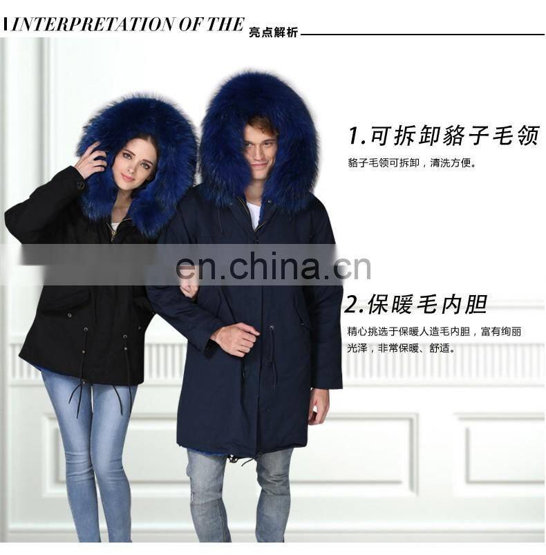 New arrival 2016 winter warm hot selling raccoon hair hooded turkey fur coat