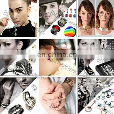 Fake UV acrylic taper with gem, 16 gauge ,body piercing jewelry ring