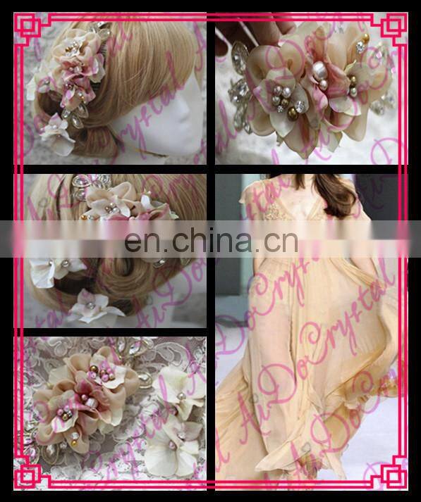 Aidocrystal Bridal Hair Flower Headpiece Wedding Party Women pink Hair accessories for women