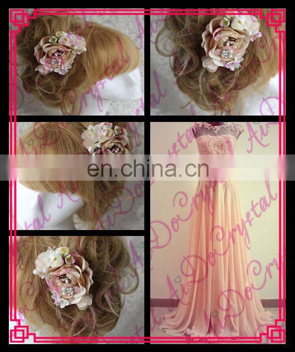 Aidocrystal light pink Flower Crown Boho Hair Wreath Bridal Hair Flowers accessories