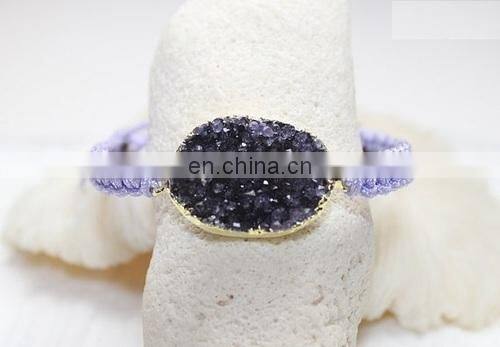 2015 wholesale gemstone pandent/Agate Slice Pave Set Pendant/Silver CZ pave pandent