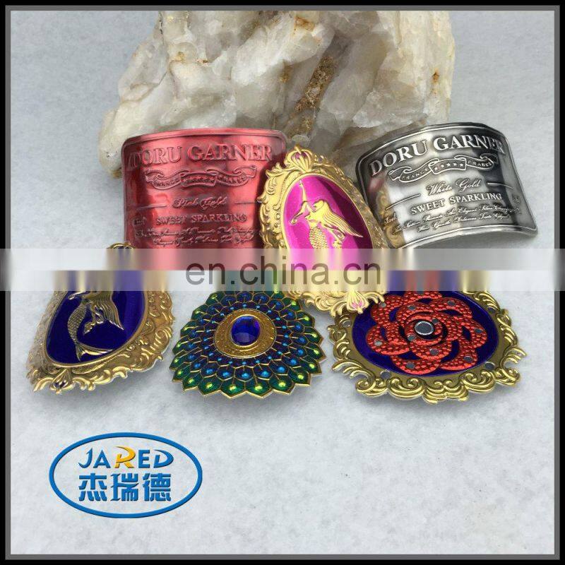 factory price cheap custom metal aluminum printed 3d wine emblem label with good sticker